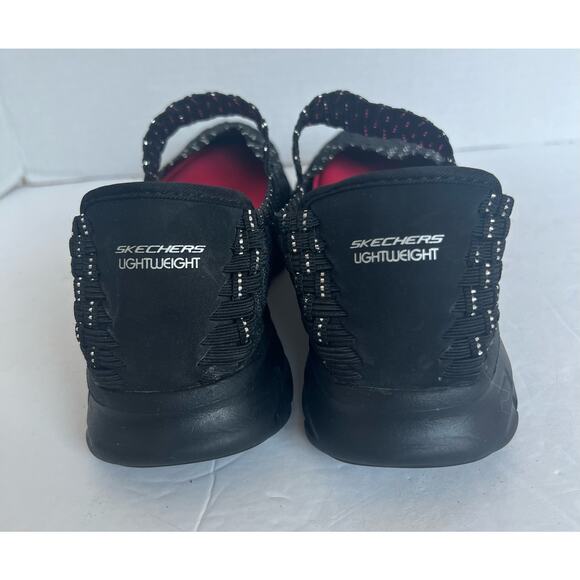 NEW Skechers Mary Jane Black Silver Stitching Comfort Woven Memory Foam Shoes 7 - Picture 4 of 9